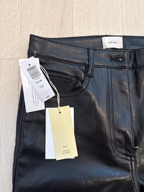 Wilfred Black Faux-Leather High Rise Straight Pants